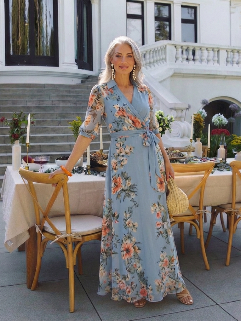 Ingrid – Women Floral Warp V Neck Dress - Image 7