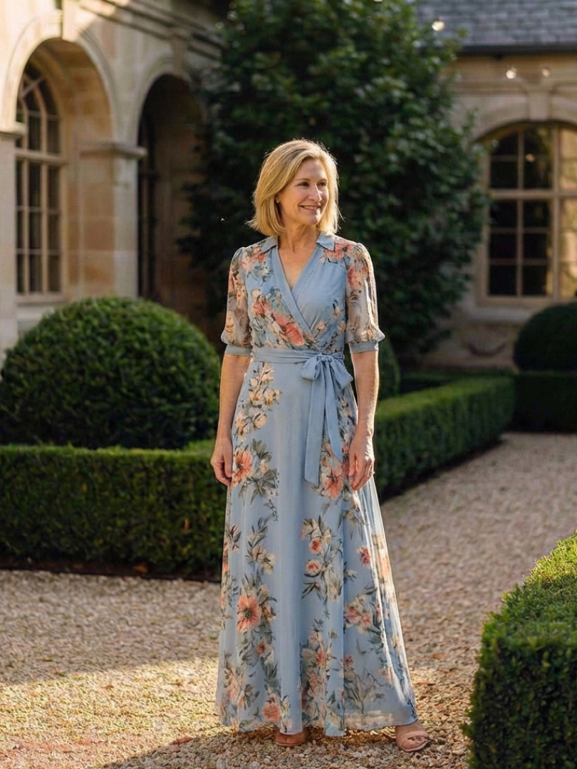 Ingrid – Women Floral Warp V Neck Dress - Image 5