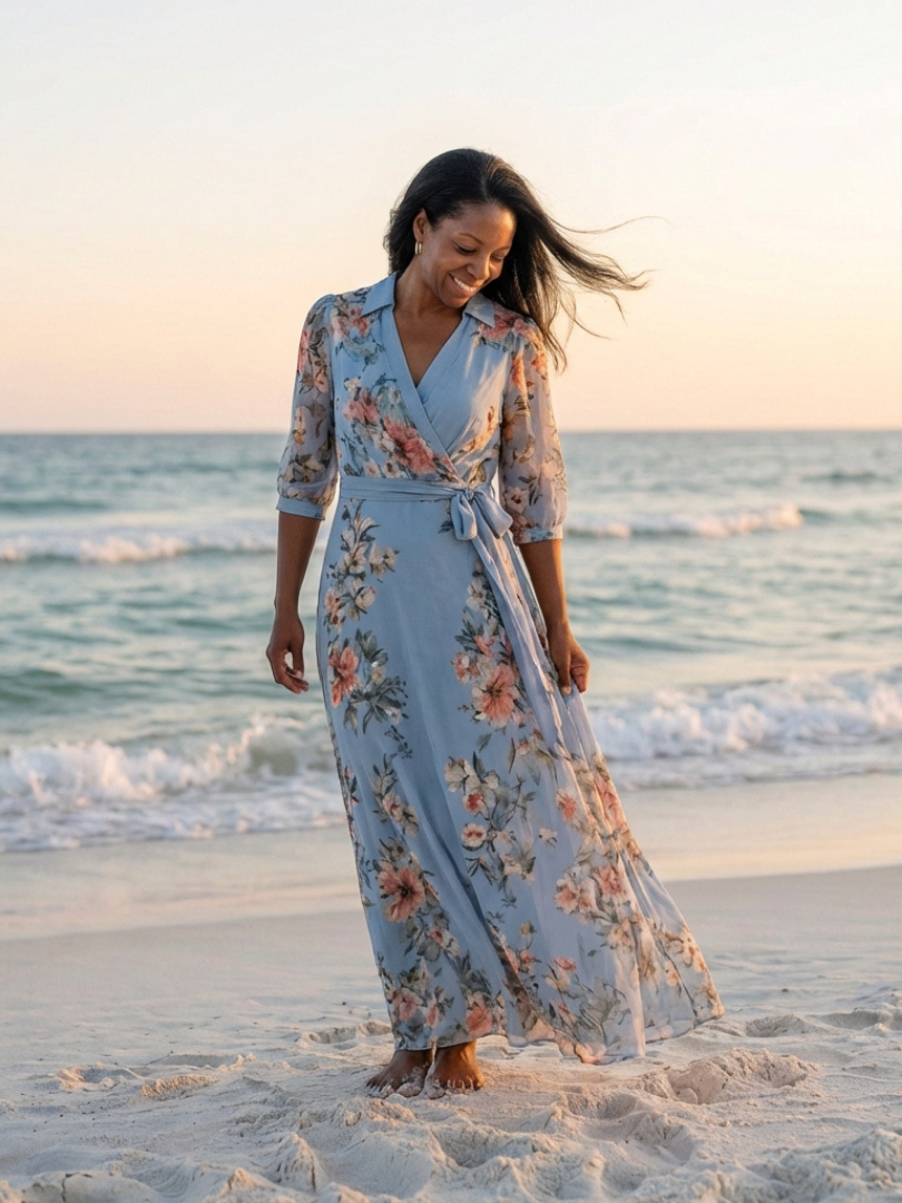 Ingrid – Women Floral Warp V Neck Dress - Image 6