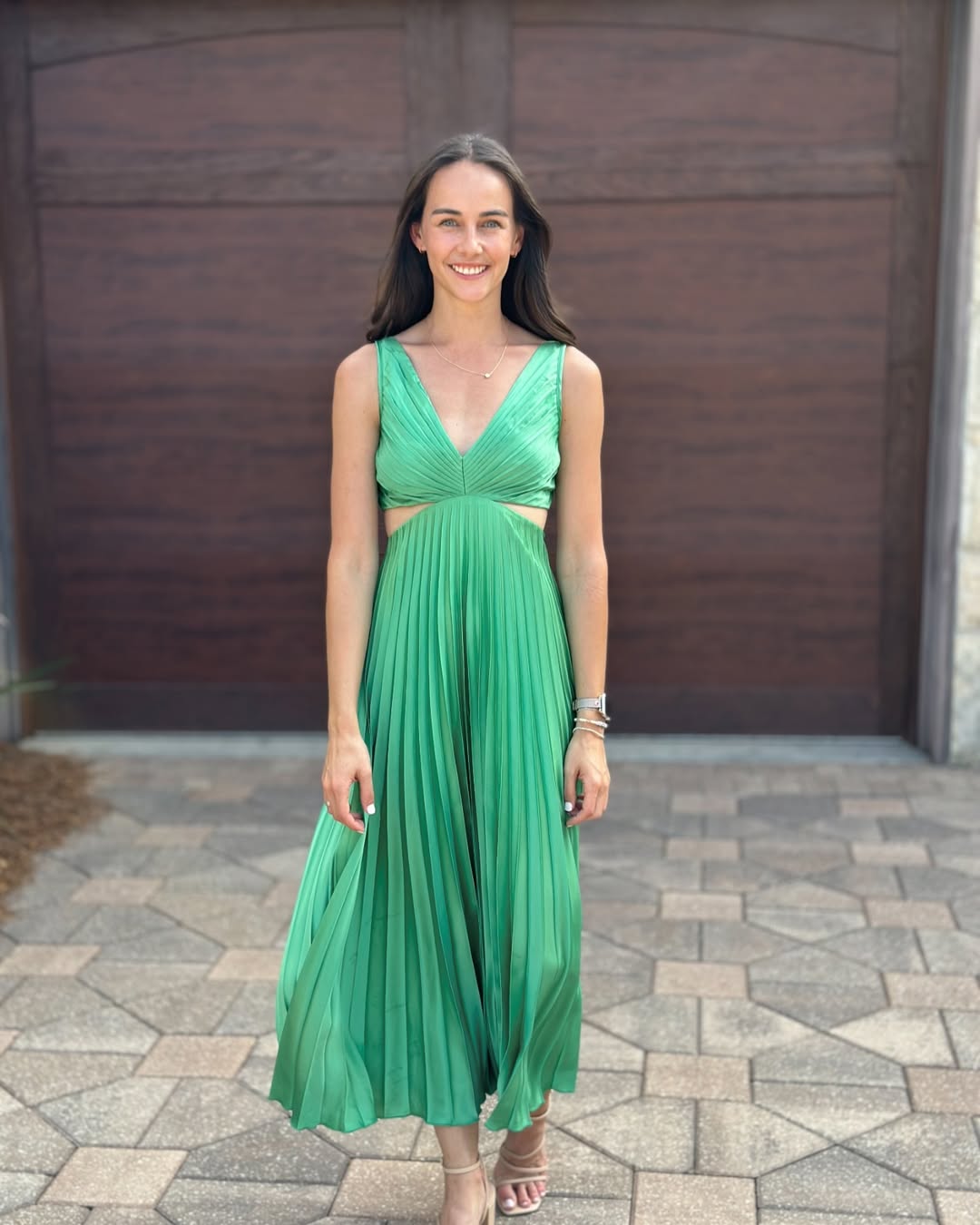 Thea – Women Pleated Cutout Waist Maxi Dress - Image 7