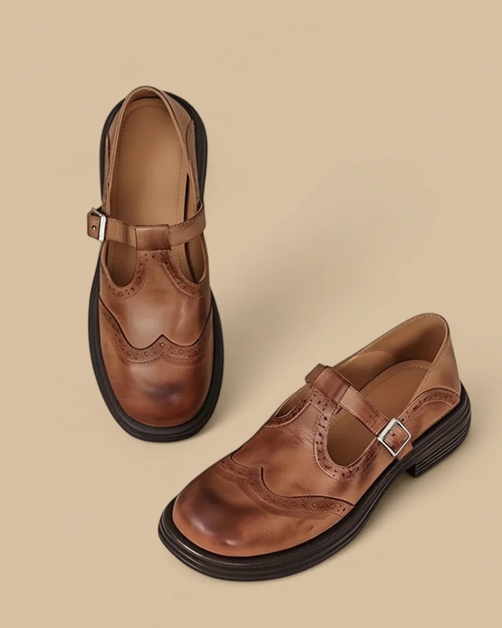 Hannah – Women's Mary Jane Leather T-Strap Shoes - Image 3