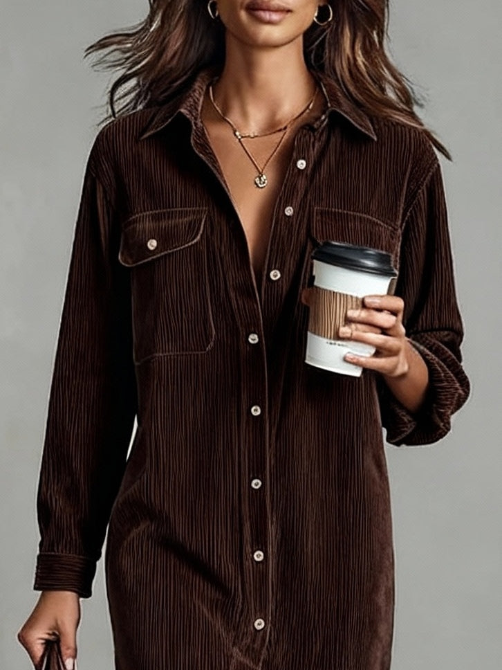 Maja – Women’s Button Front Long Sleeve Dress - Image 10