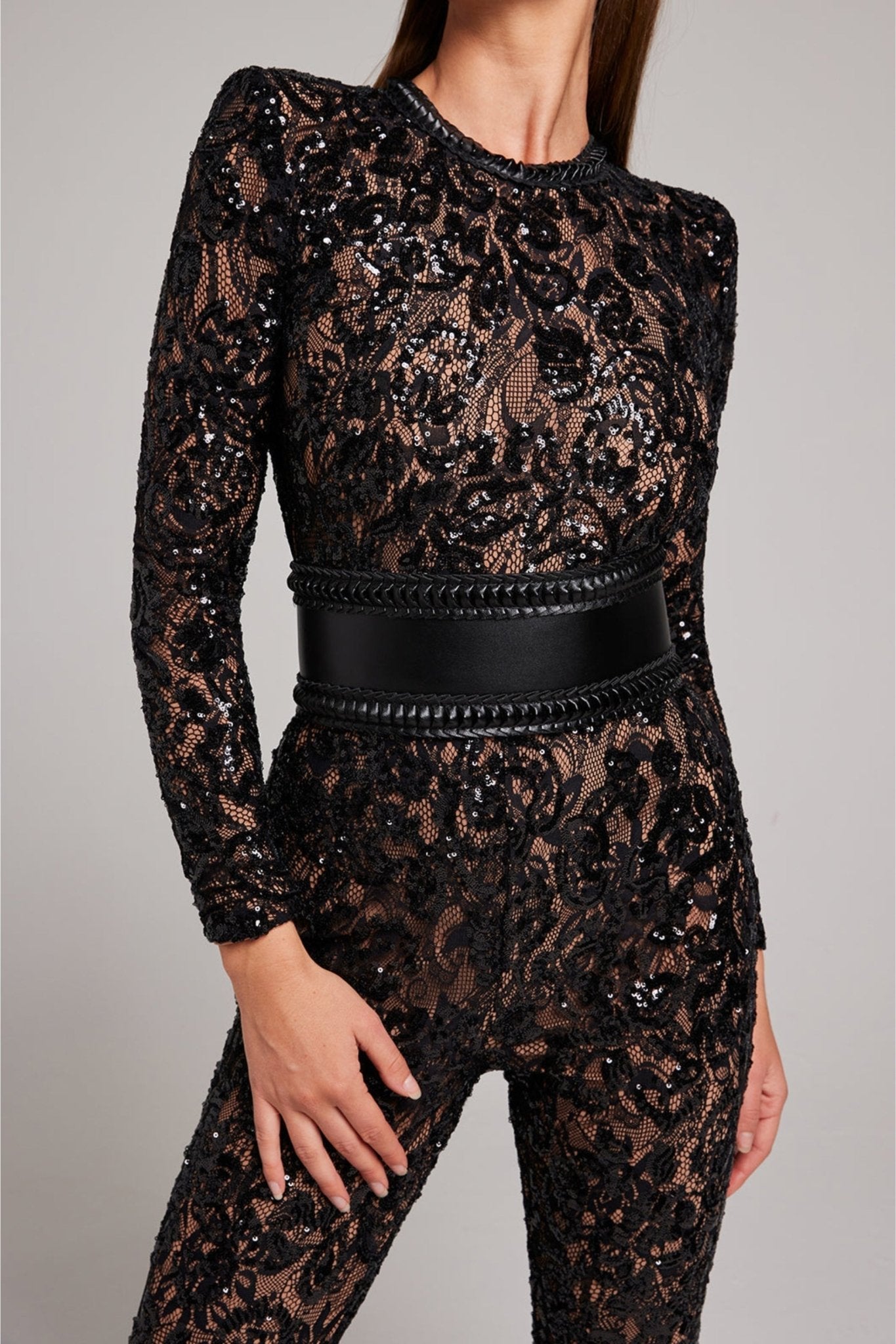 Julia –  Sequin Lace Long Sleeve Jumpsuit - Image 4