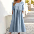 Britta – Round neck and pockets Cotton Dress for Women - Image 1